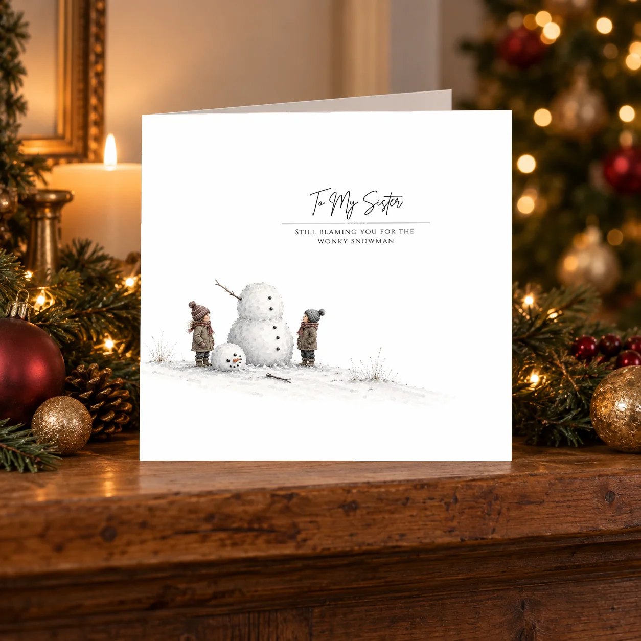 Sister – Snowman card shelf mock-up