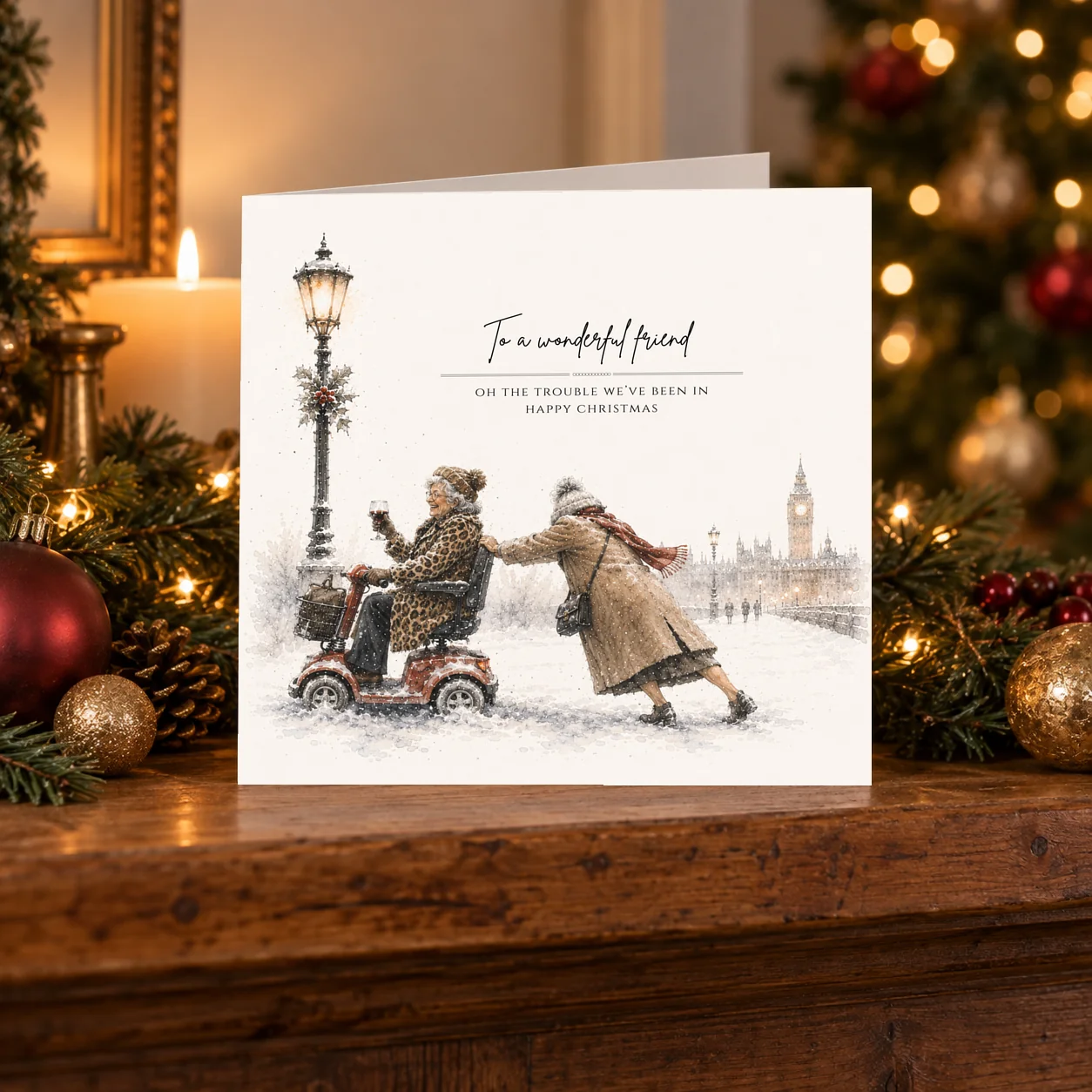 Wonderful Friend – Scooter in the Snow card shelf mock-up