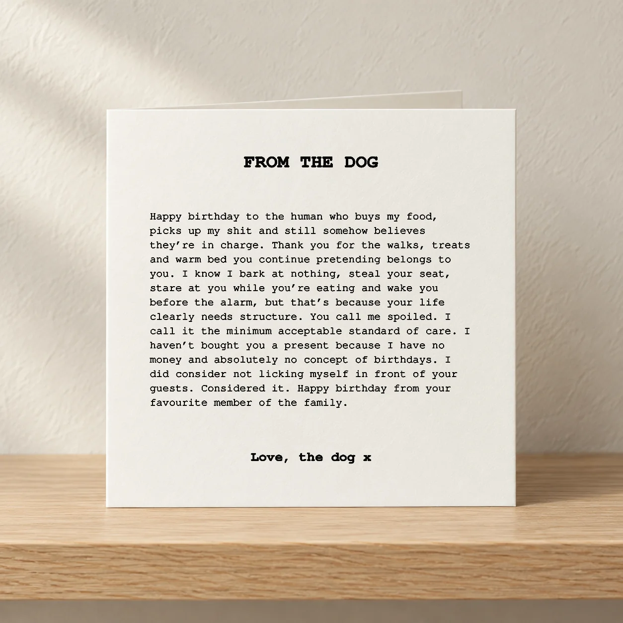 From the Dog card shelf mock-up