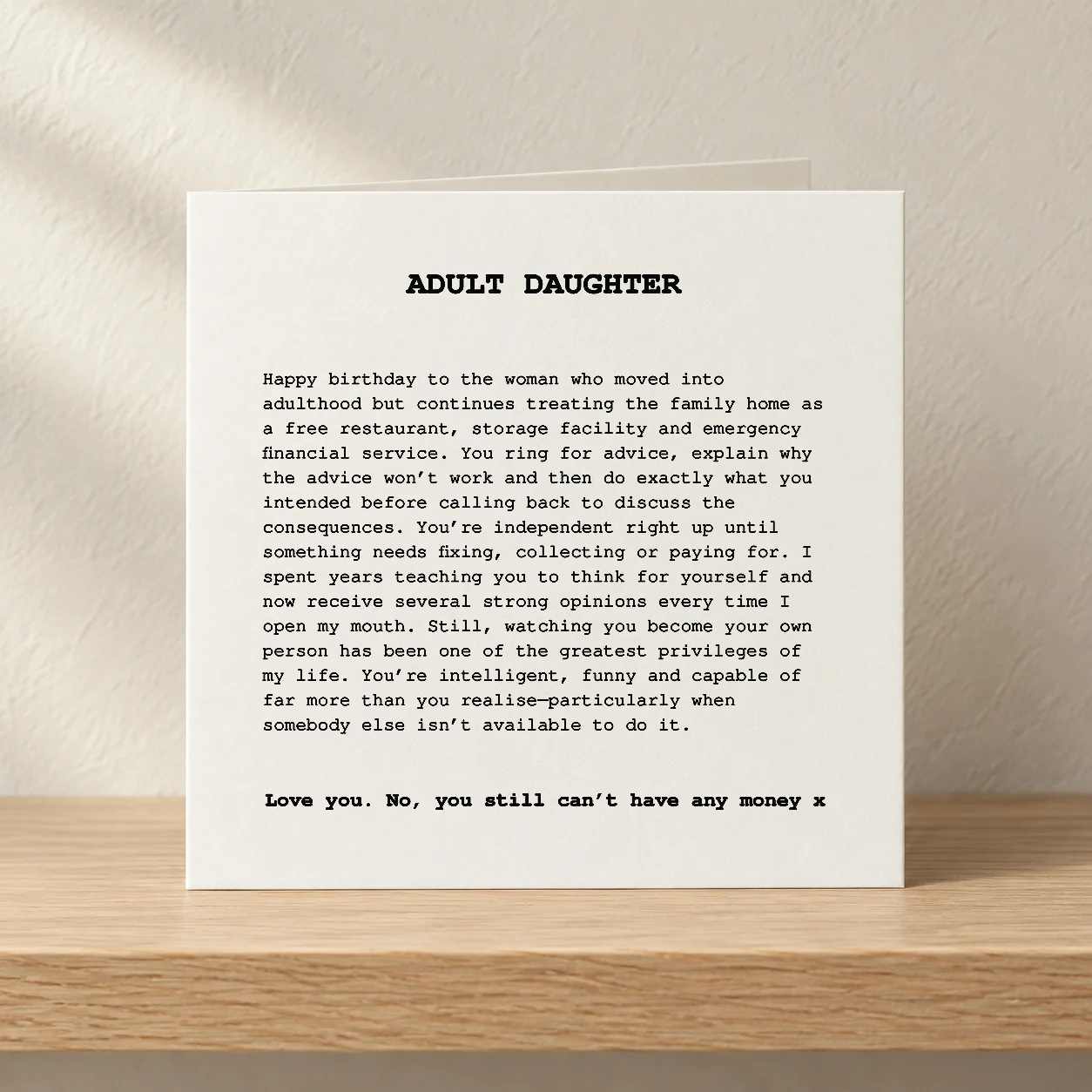 Adult Daughter card shelf mock-up