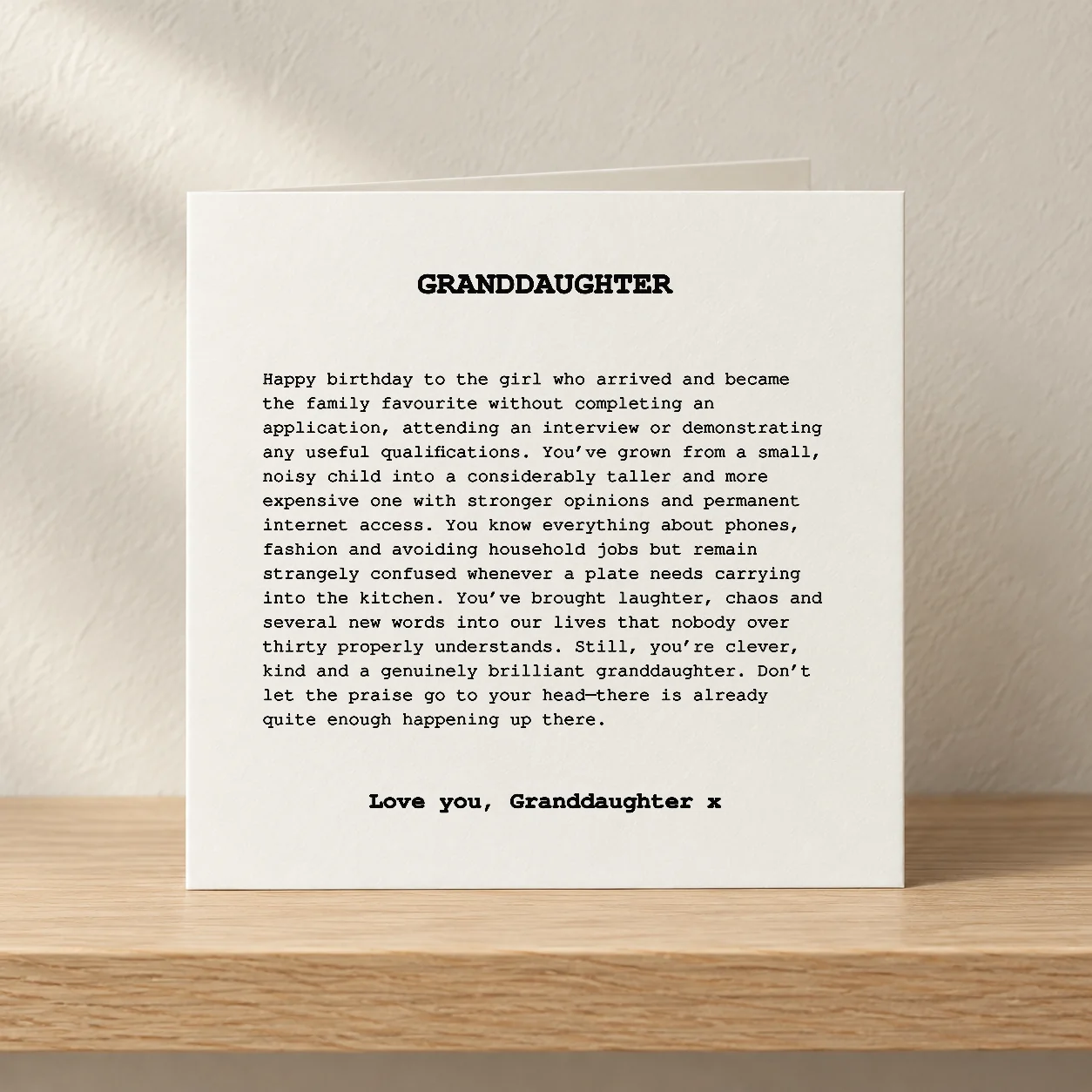 Granddaughter card shelf mock-up