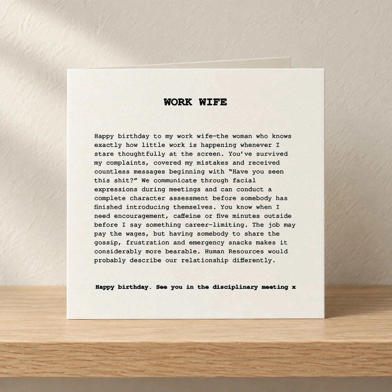 Work Wife card shelf mock-up
