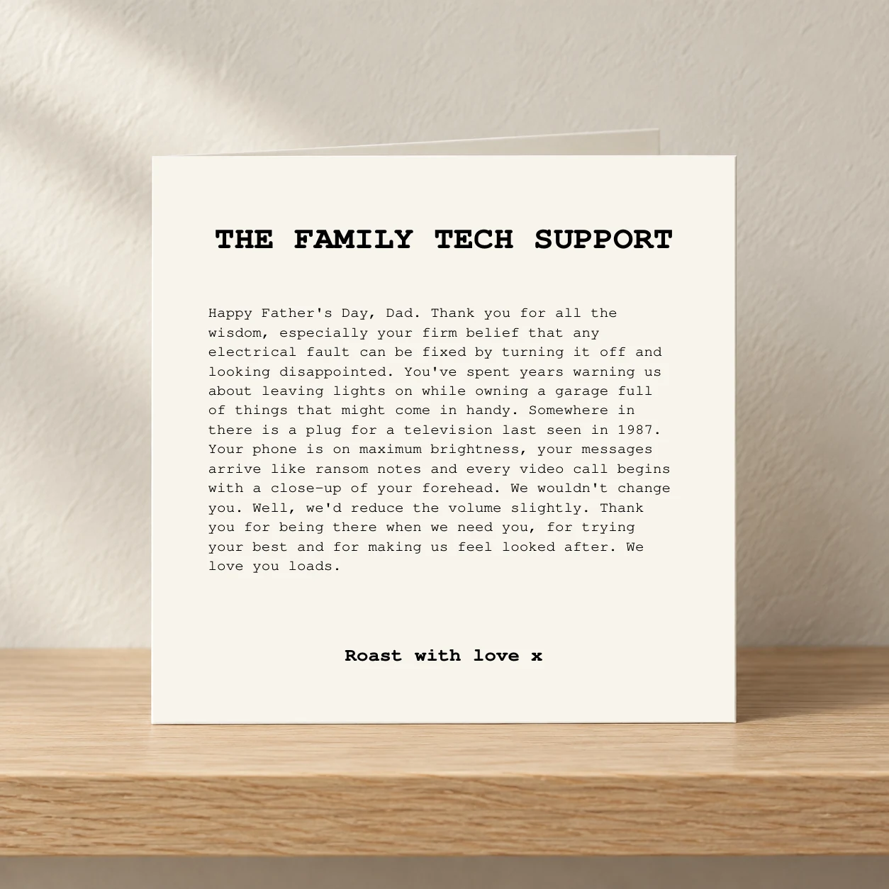 The Family Tech Support card shelf mock-up