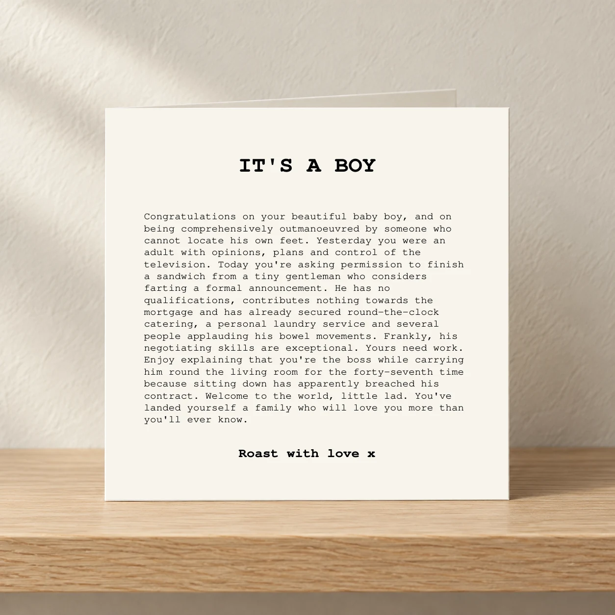 It's A Boy card shelf mock-up
