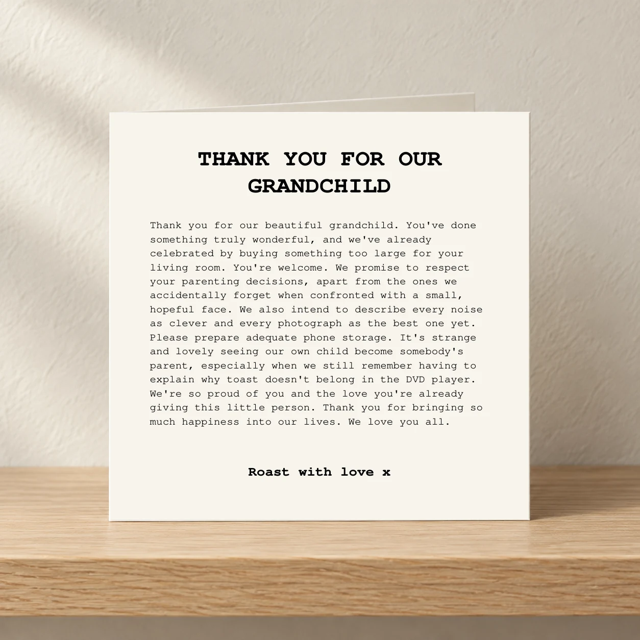Thank You For Our Grandchild card shelf mock-up