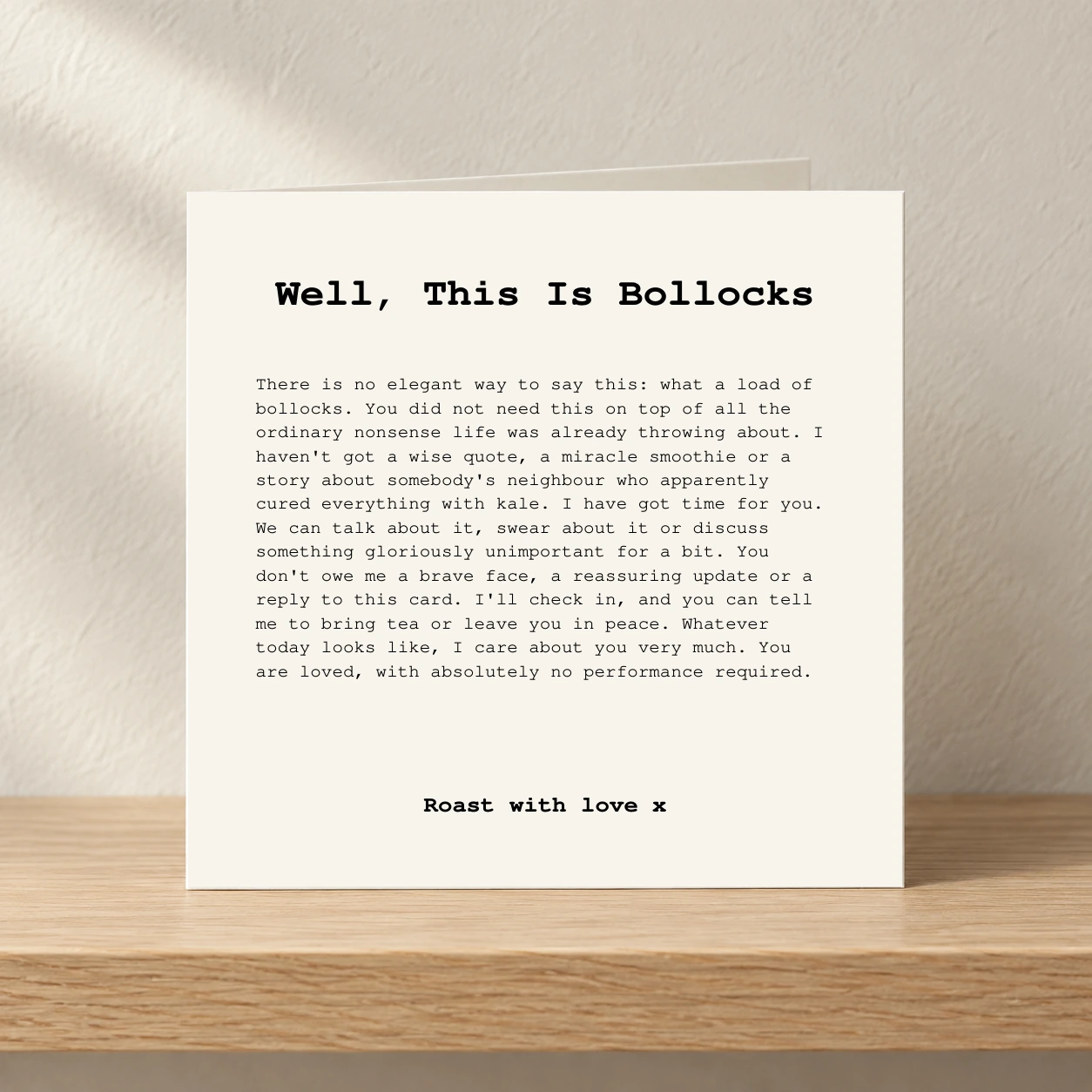 Well, This Is Bollocks - For Her card shelf mock-up